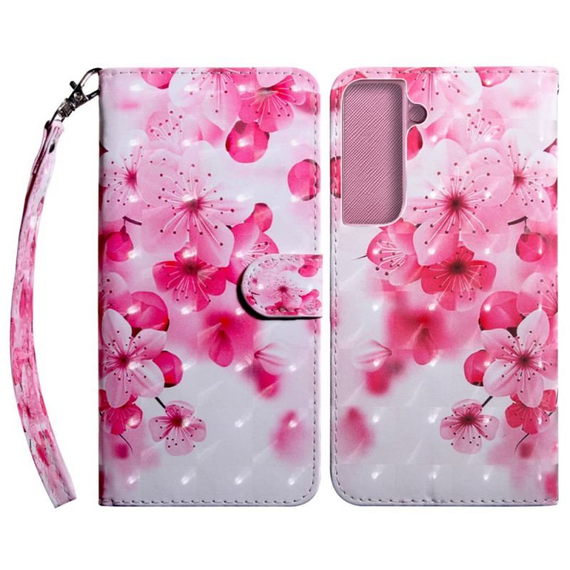 Flip Cover Samsung Galaxy S22 5G Lyserøde Blomster