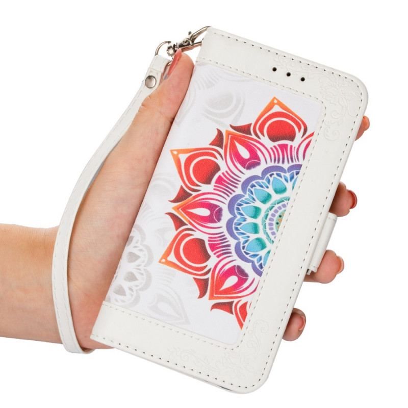 Flip Cover Samsung Galaxy S22 5G Med Snor Strappy Mandala Dekoration