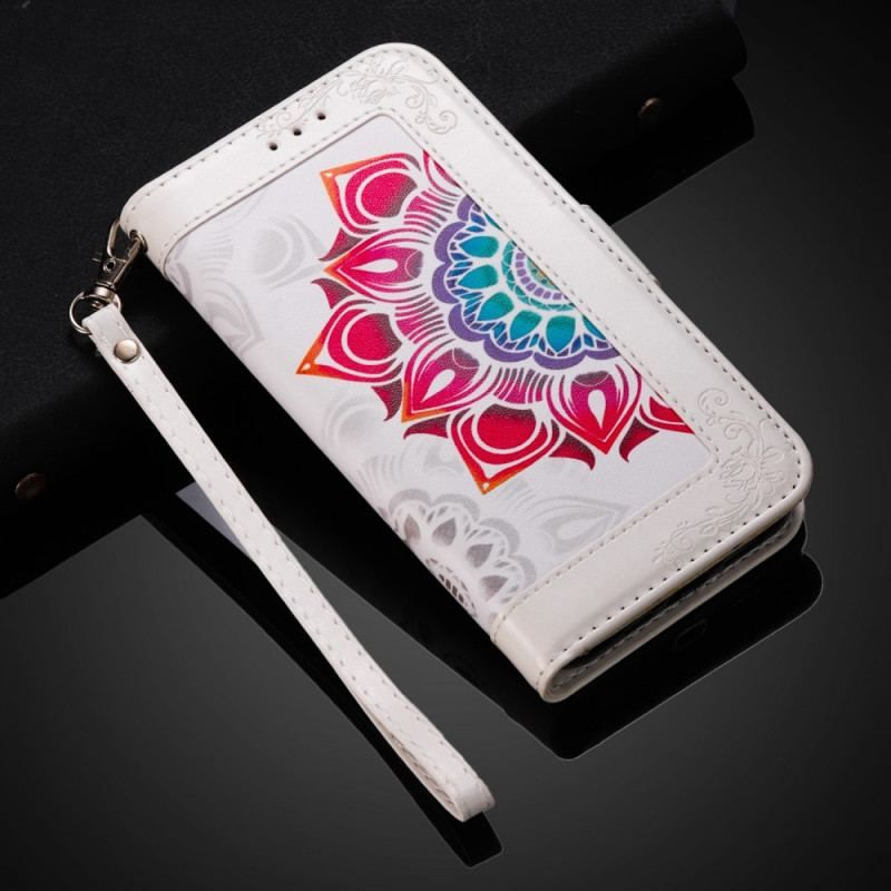 Flip Cover Samsung Galaxy S22 5G Med Snor Strappy Mandala Dekoration