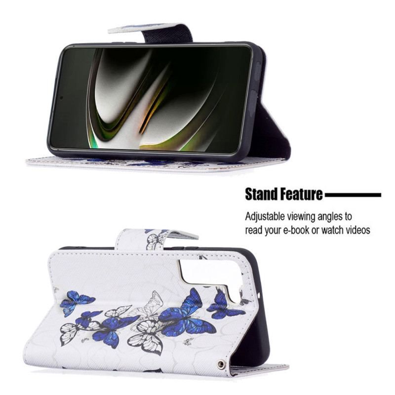 Flip Cover Samsung Galaxy S22 5G Sommerfugle Konger