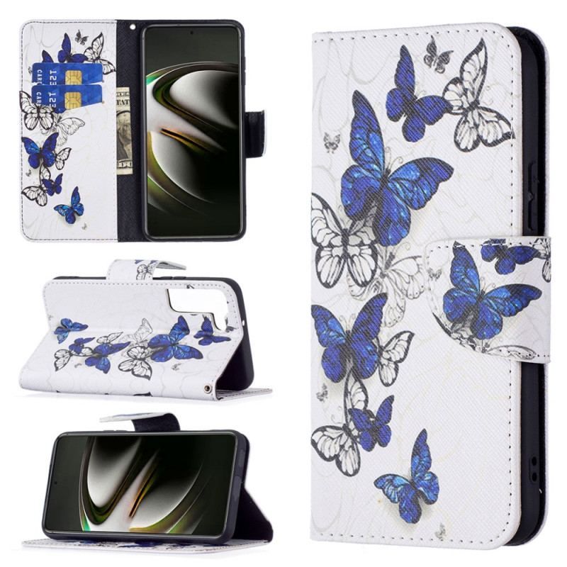 Flip Cover Samsung Galaxy S22 5G Sommerfugle Konger