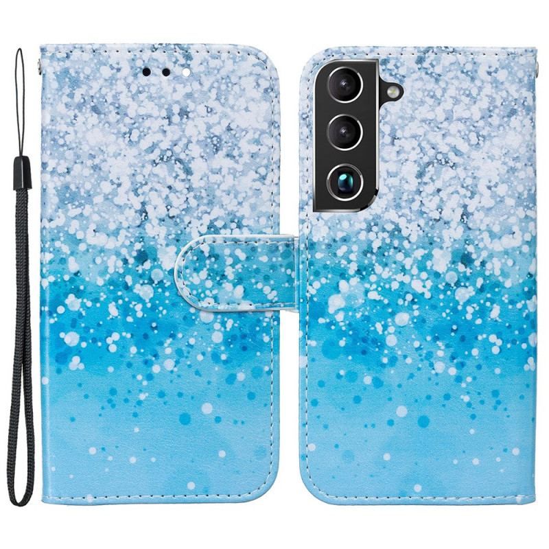 Flip Cover Samsung Galaxy S22 Plus 5G Blå Glitter Gradient