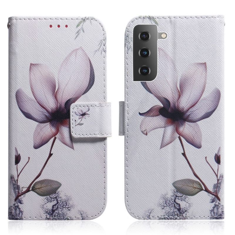 Flip Cover Samsung Galaxy S22 Plus 5G Blomst Støvet Pink