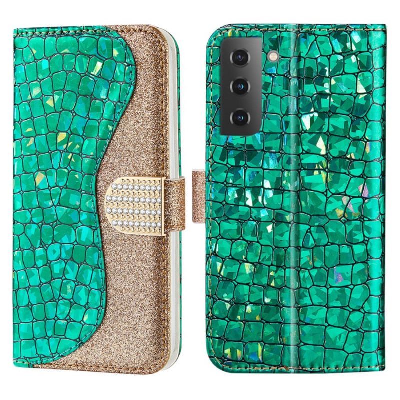 Flip Cover Samsung Galaxy S22 Plus 5G Krokodille Diamanter