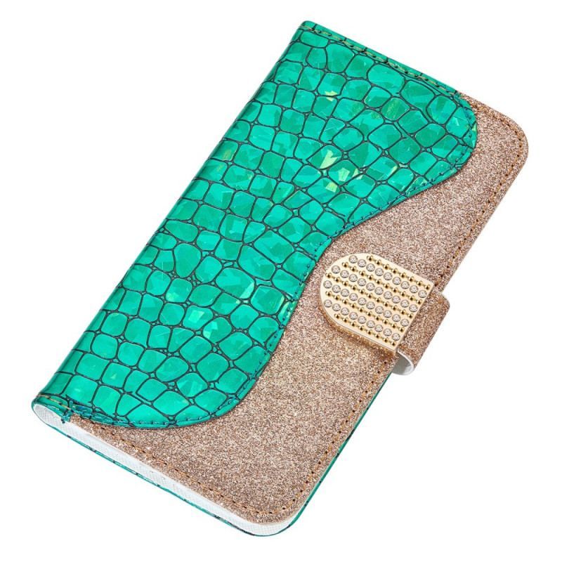 Flip Cover Samsung Galaxy S22 Plus 5G Krokodille Diamanter