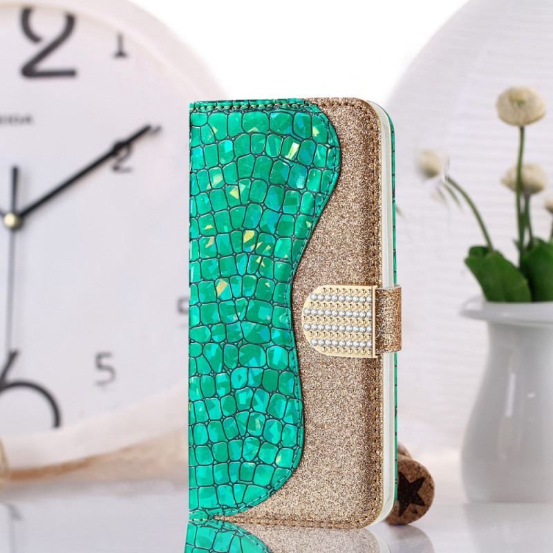 Flip Cover Samsung Galaxy S22 Plus 5G Krokodille Diamanter