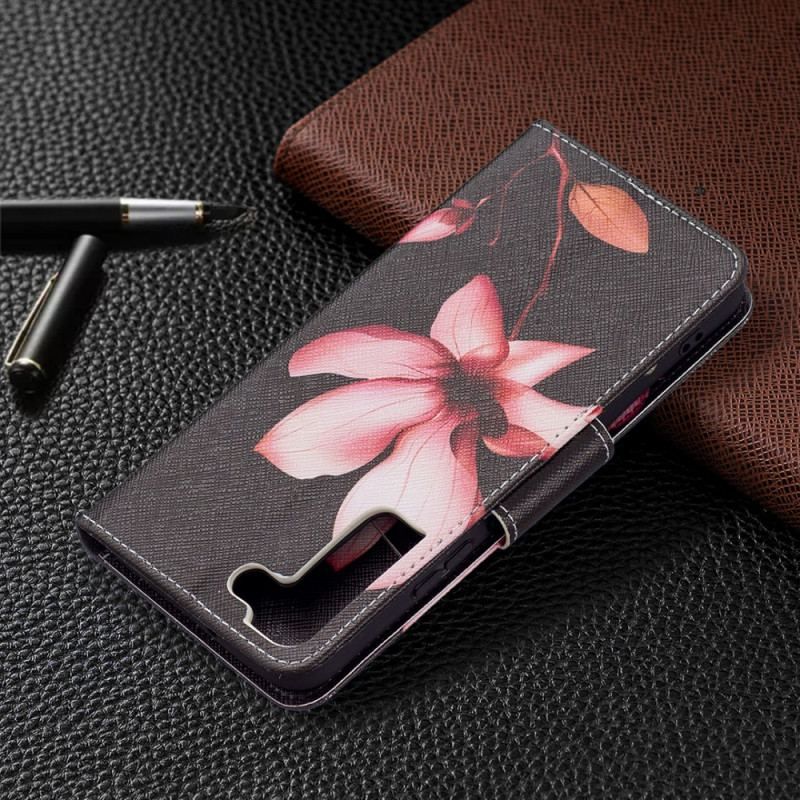 Flip Cover Samsung Galaxy S22 Plus 5G Lyserød Blomst