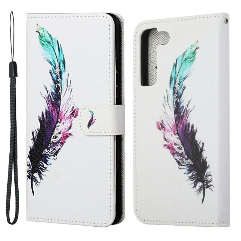 Flip Cover Samsung Galaxy S22 Plus 5G Med Snor Fjer Med Snor