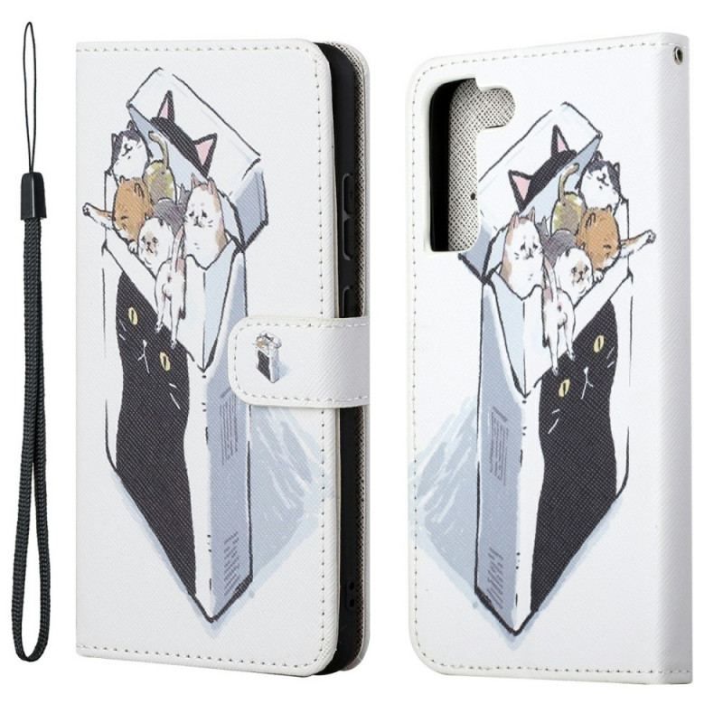 Flip Cover Samsung Galaxy S22 Plus 5G Med Snor Levering Thong Cats