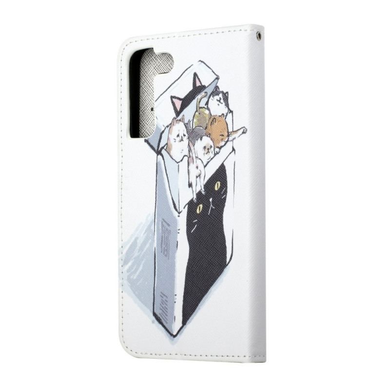 Flip Cover Samsung Galaxy S22 Plus 5G Med Snor Levering Thong Cats