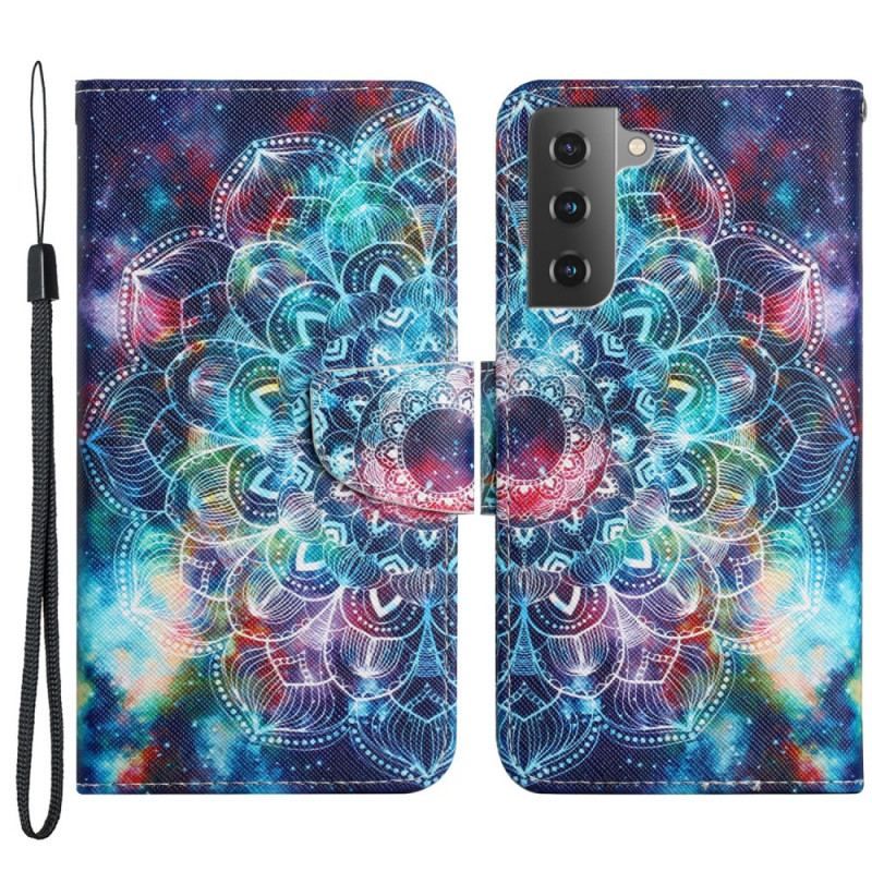 Flip Cover Samsung Galaxy S22 Plus 5G Med Snor Prangende Halv Mandala Strappy