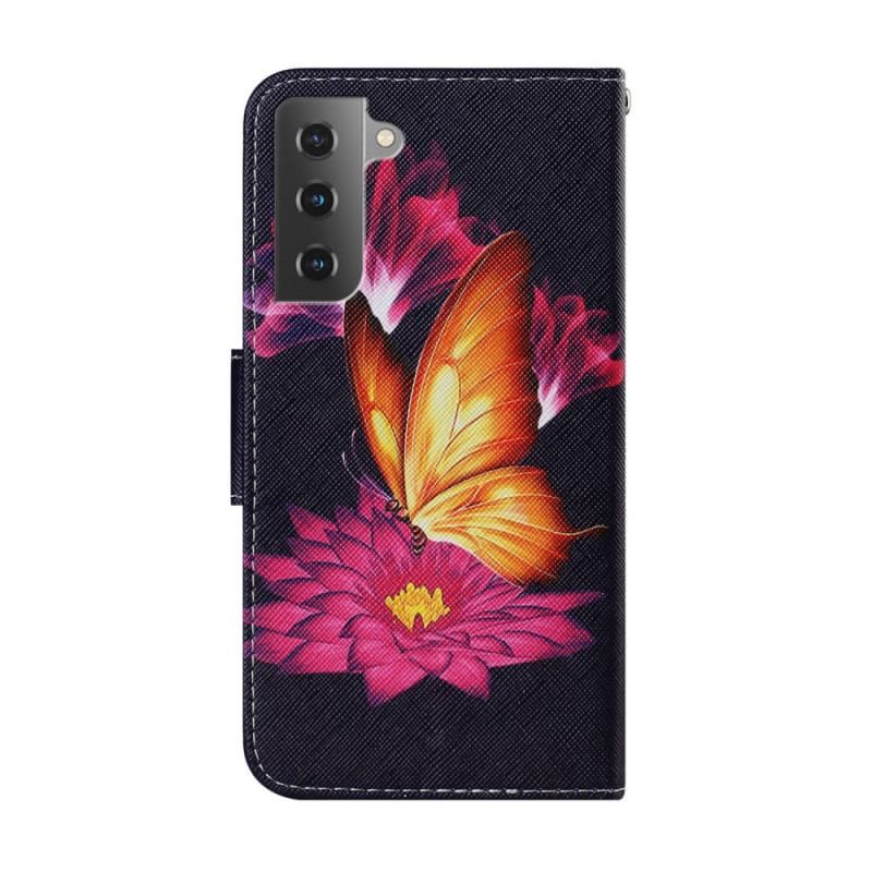 Flip Cover Samsung Galaxy S22 Plus 5G Sommerfugl Og Lotus