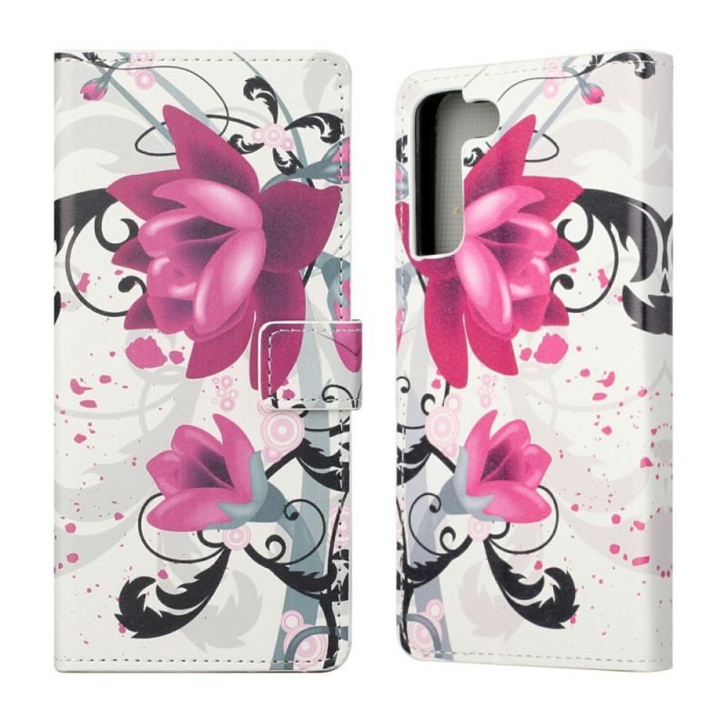 Flip Cover Samsung Galaxy S22 Plus 5G Tropiske Blomster