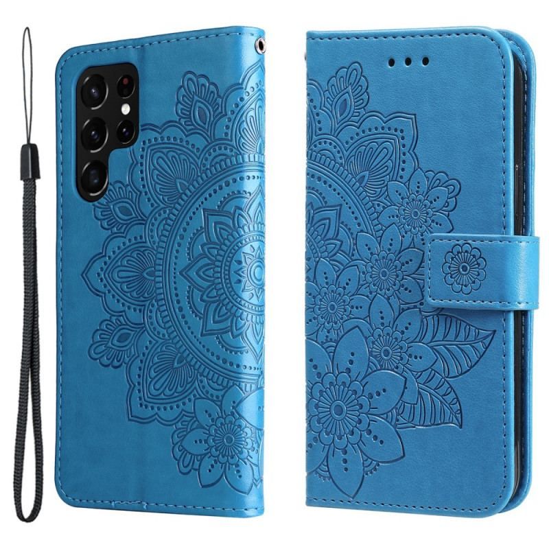 Flip Cover Samsung Galaxy S22 Ultra 5G Blomster Mandala