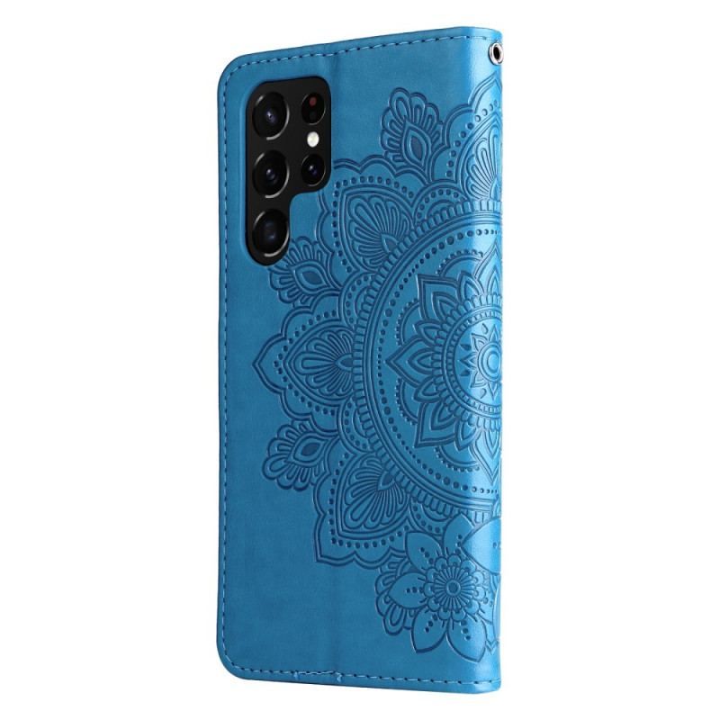 Flip Cover Samsung Galaxy S22 Ultra 5G Blomster Mandala