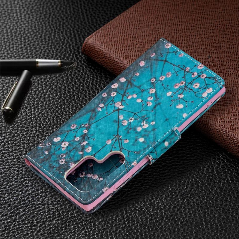 Flip Cover Samsung Galaxy S22 Ultra 5G Blomstrende Træ