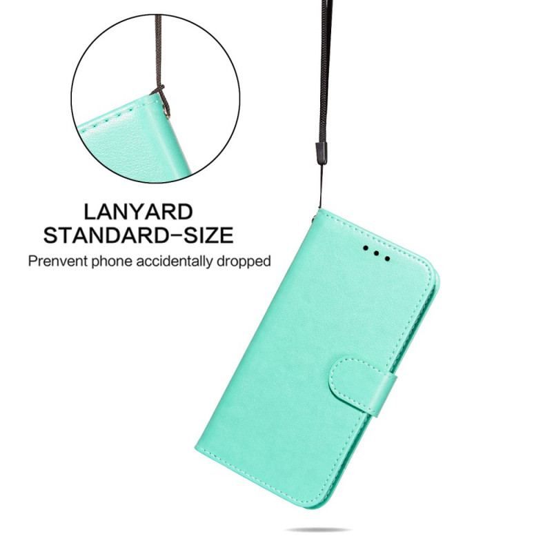 Flip Cover Samsung Galaxy S22 Ultra 5G Med Snor Ensfarvet Strappy