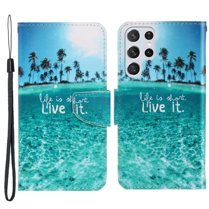 Flip Cover Samsung Galaxy S22 Ultra 5G Med Snor Live It At Lanyard