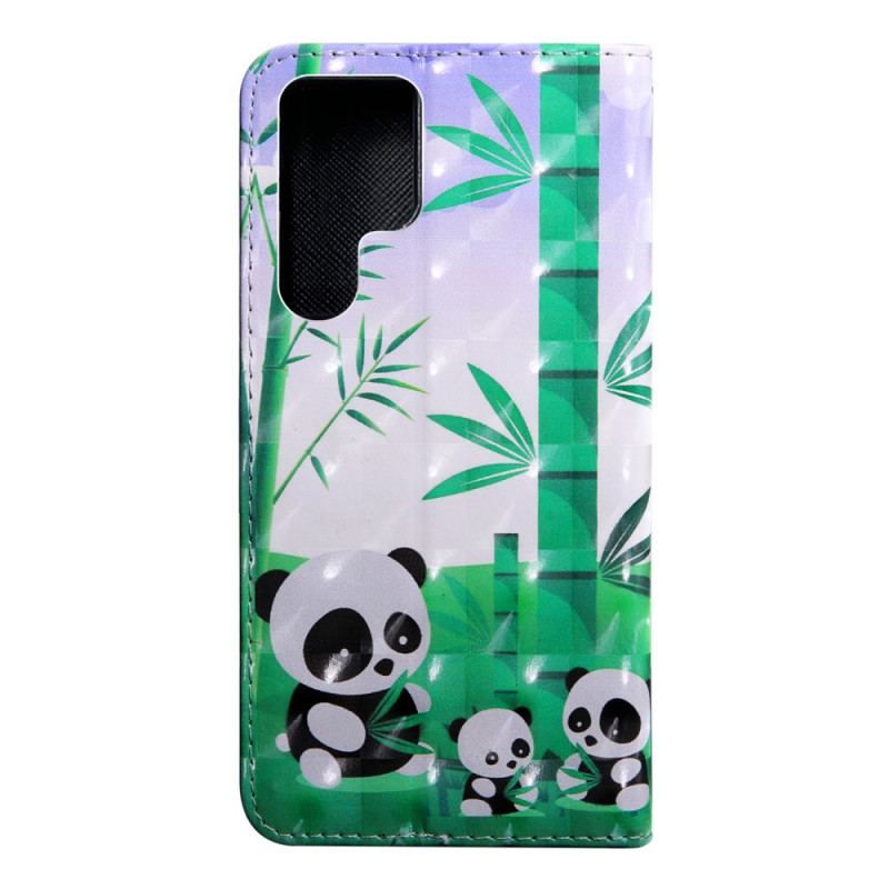 Flip Cover Samsung Galaxy S22 Ultra 5G Panda Familie