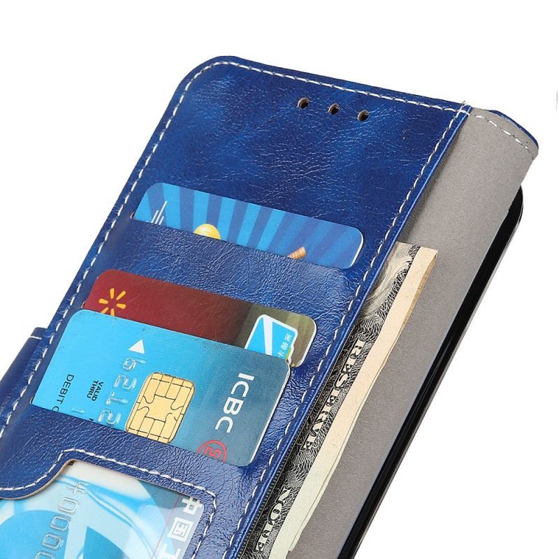 Flip Cover Samsung Galaxy S22 Ultra 5G Skinnende Og Synlige Sømme