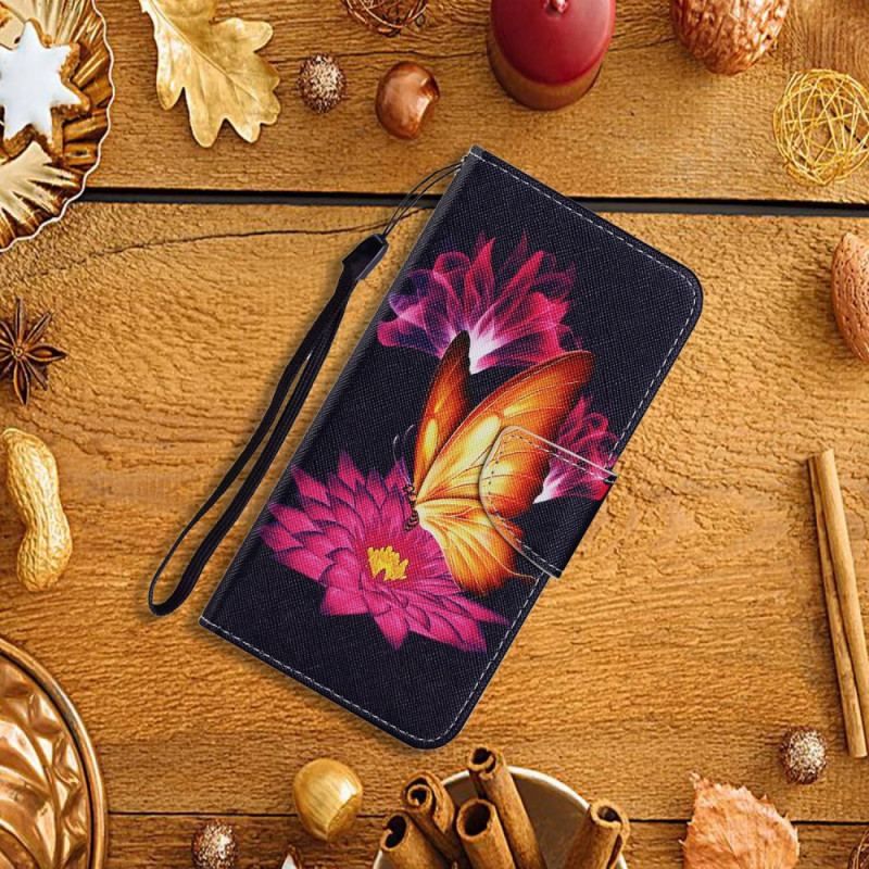 Flip Cover Samsung Galaxy S22 Ultra 5G Sommerfugl Og Lotus