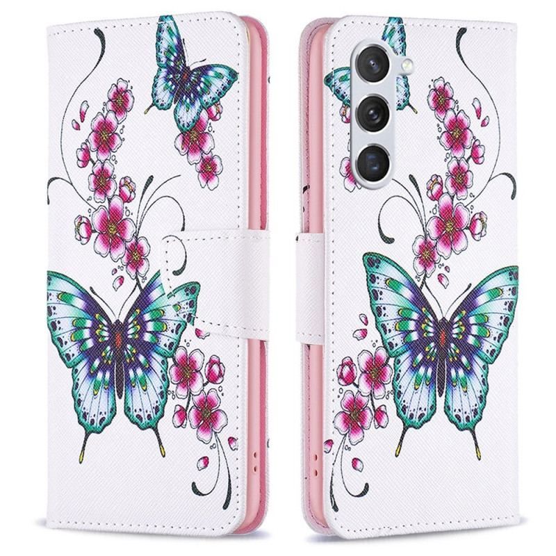 Flip Cover Samsung Galaxy S23 5G Afvis Sommerfugle