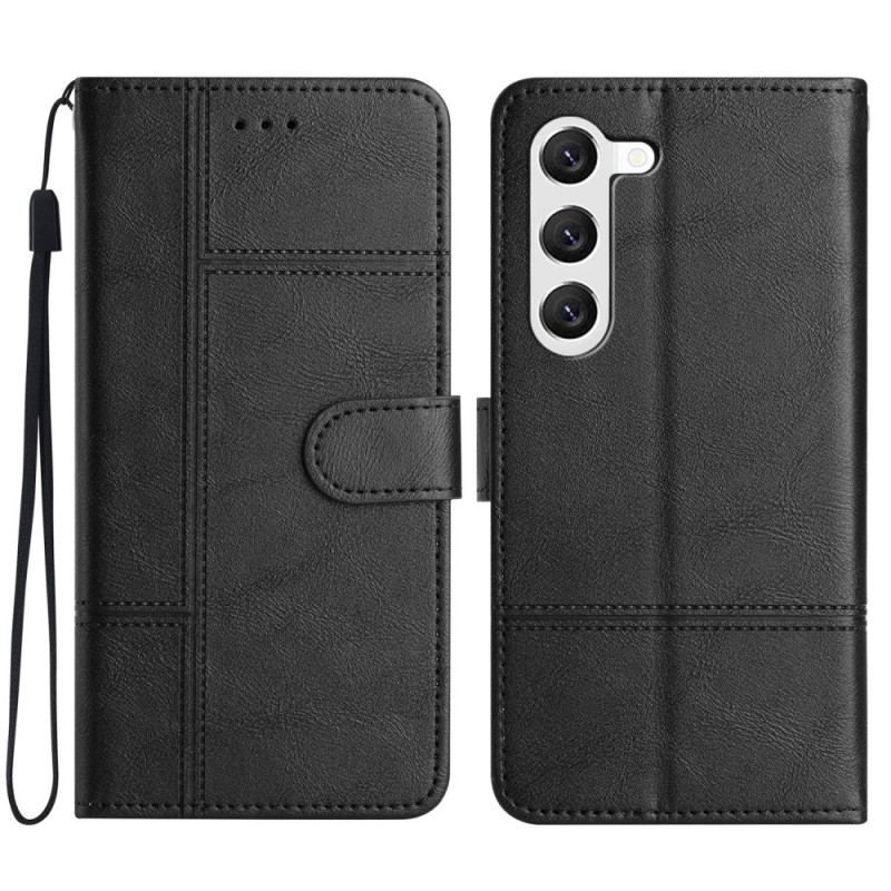 Flip Cover Samsung Galaxy S23 5G Med Snor Forretning I Lanyard