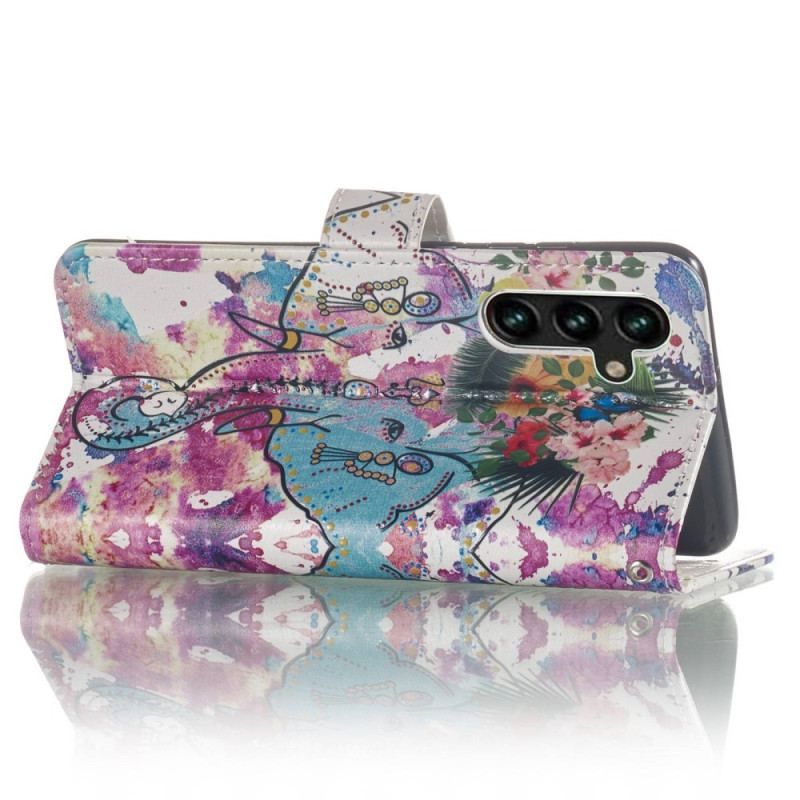 Flip Cover Samsung Galaxy S23 5G Med Snor Stammeelefant Med Rem