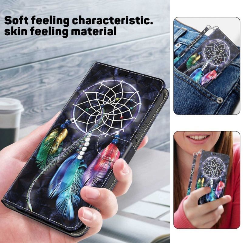 Flip Cover Samsung Galaxy S23 5G Med Snor Strap Dream Catcher