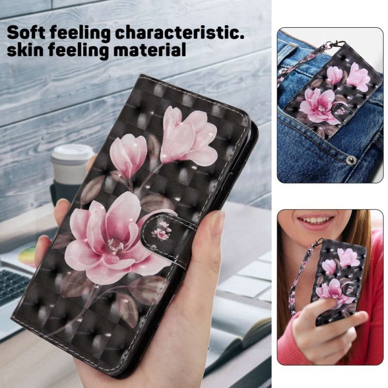 Flip Cover Samsung Galaxy S23 5G Med Snor Strappy Floral