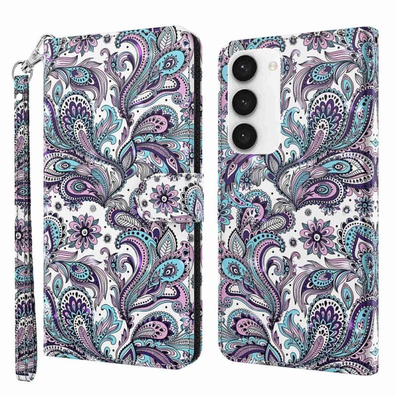 Flip Cover Samsung Galaxy S23 5G Med Snor Strappy Paisley Mønster