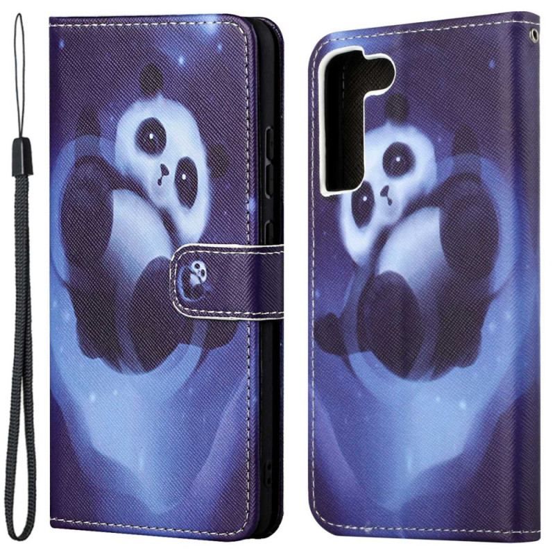 Flip Cover Samsung Galaxy S23 5G Med Snor Strappy Panda