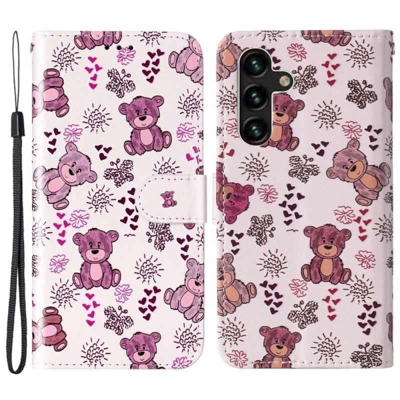 Flip Cover Samsung Galaxy S23 5G Med Snor Teddybjørne