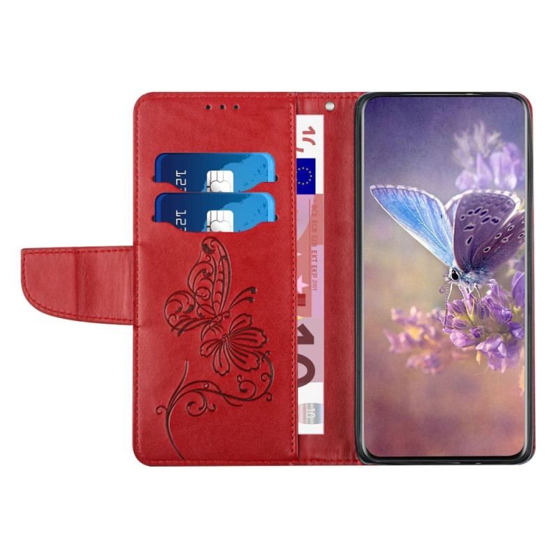 Flip Cover Samsung Galaxy S23 5G Tofarvet Barok Sommerfugl