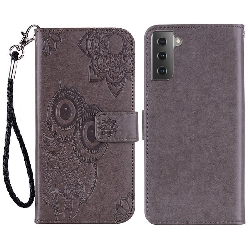 Flip Cover Samsung Galaxy S23 5G Ugle Mandala Og Lanyard