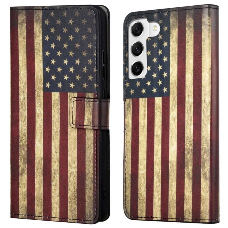 Flip Cover Samsung Galaxy S23 5G Vintage Amerikansk Flag