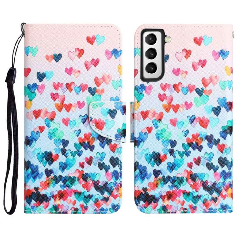 Flip Cover Samsung Galaxy S23 Plus 5G Med Snor Kun Strappy Hearts