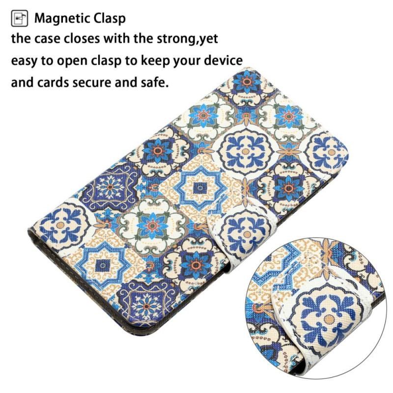 Flip Cover Samsung Galaxy S23 Plus 5G Med Snor Strappy Patchwork