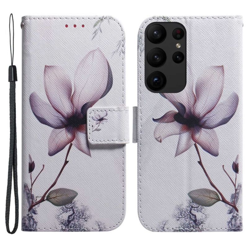 Flip Cover Samsung Galaxy S23 Ultra 5G Lyserød Blomst