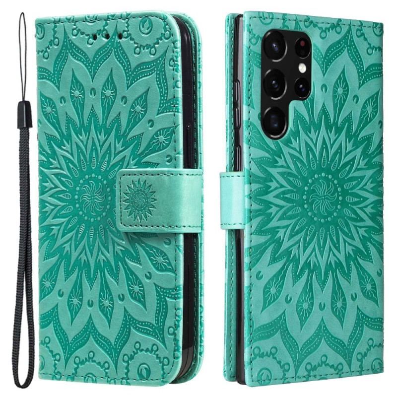 Flip Cover Samsung Galaxy S23 Ultra 5G Mandala Sun Med Snor