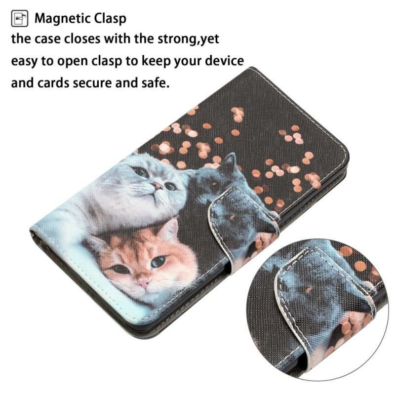 Flip Cover Samsung Galaxy S23 Ultra 5G Med Snor Kun Thong Cats