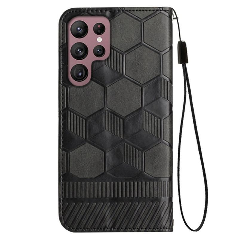 Flip Cover Samsung Galaxy S23 Ultra 5G Med Snor Strappy Fodboldstil