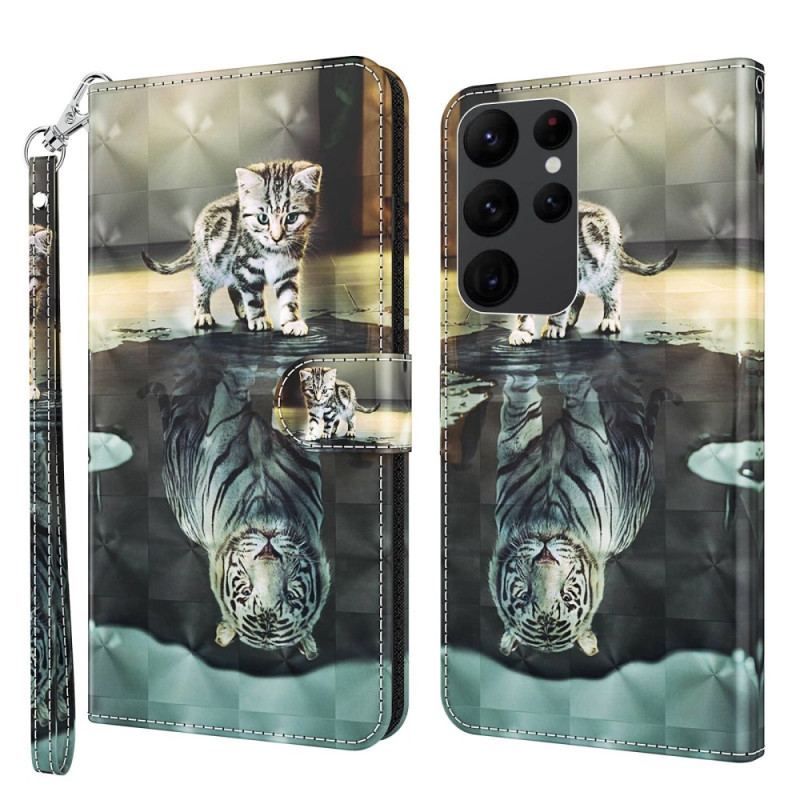 Flip Cover Samsung Galaxy S23 Ultra 5G Med Snor Strappy Kitten Dream