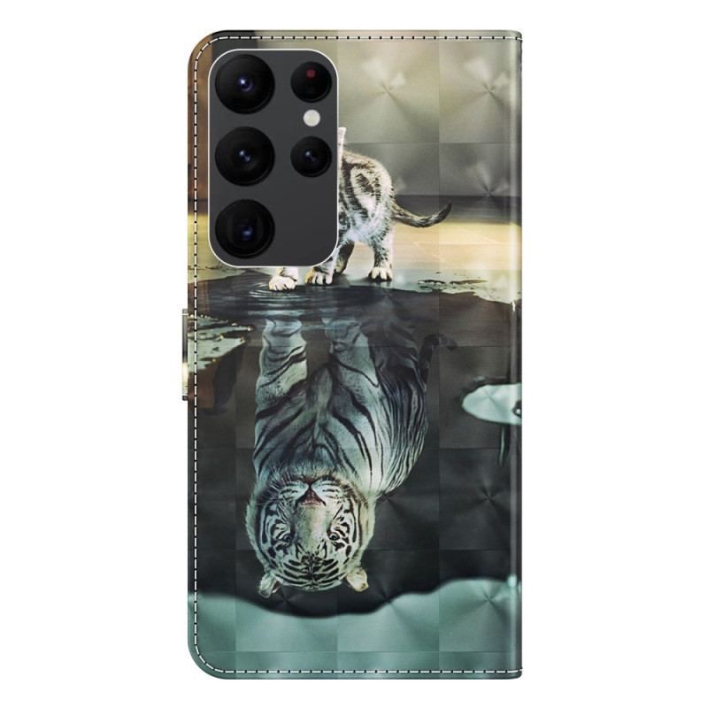 Flip Cover Samsung Galaxy S23 Ultra 5G Med Snor Strappy Kitten Dream