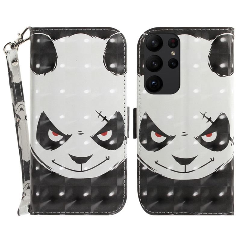 Flip Cover Samsung Galaxy S23 Ultra 5G Med Snor Vred Panda Med Snor