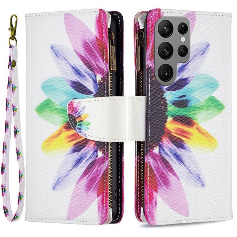 Flip Cover Samsung Galaxy S23 Ultra 5G Punge Etui Blomster Tegnebog