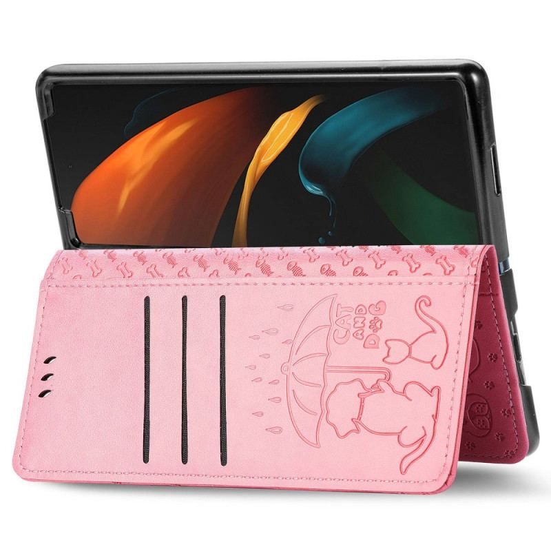 Flip Cover Samsung Galaxy Z Fold 4 Som Hund Og Kat