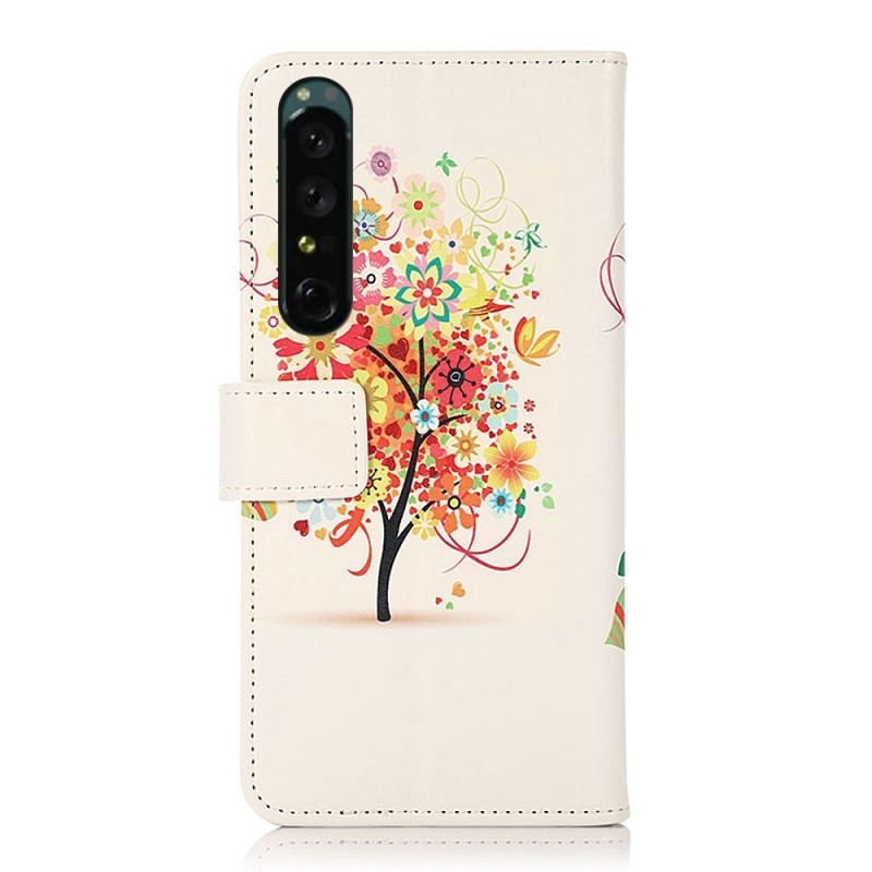 Flip Cover Sony Xperia 1 IV Blomstrende Træ