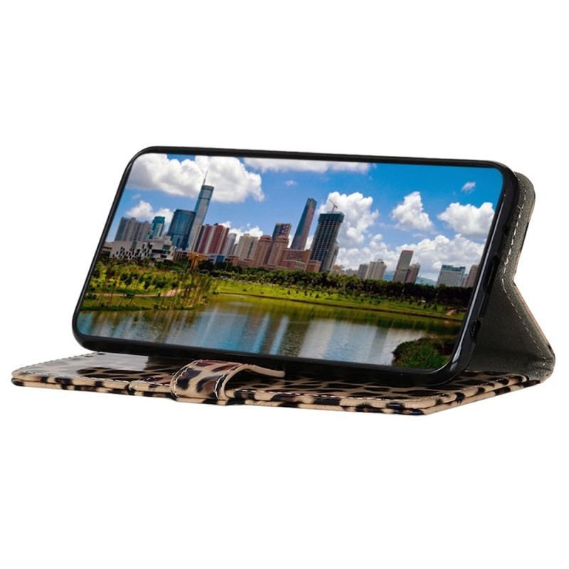 Flip Cover Sony Xperia 1 IV Leopard Hud Effekt