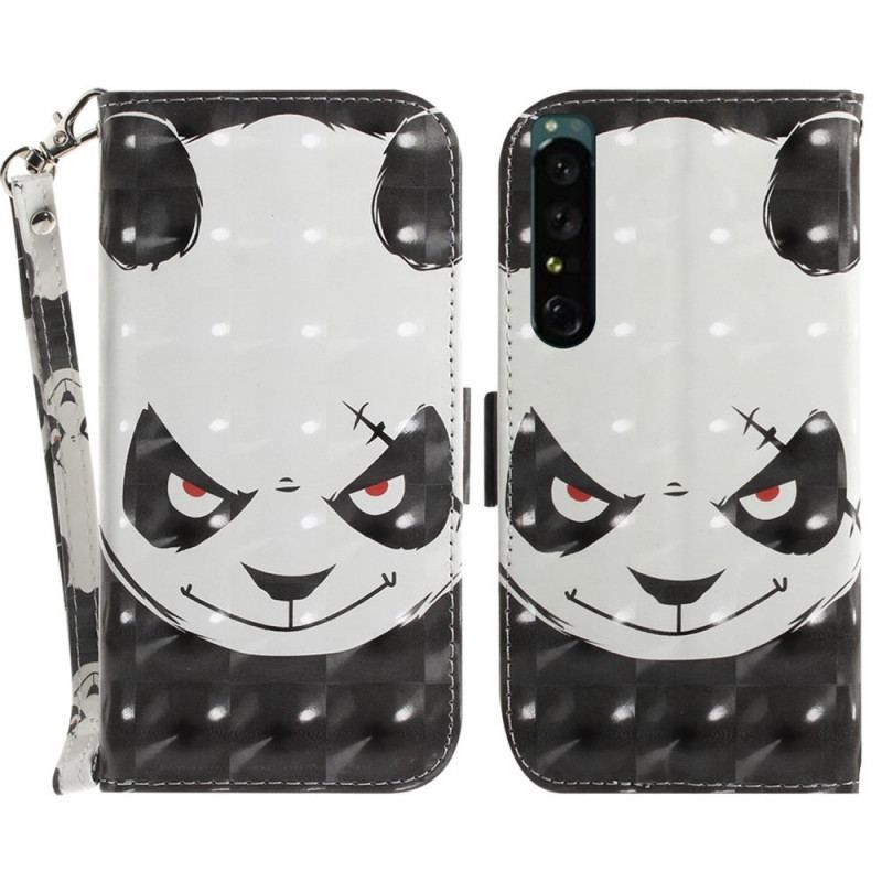 Flip Cover Sony Xperia 1 IV Med Snor Strappy Panda